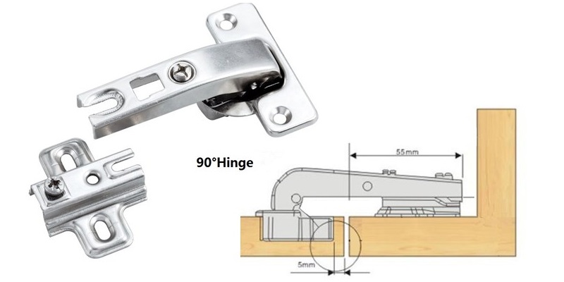 90degree Angle Hinge, Slide On, Two Way