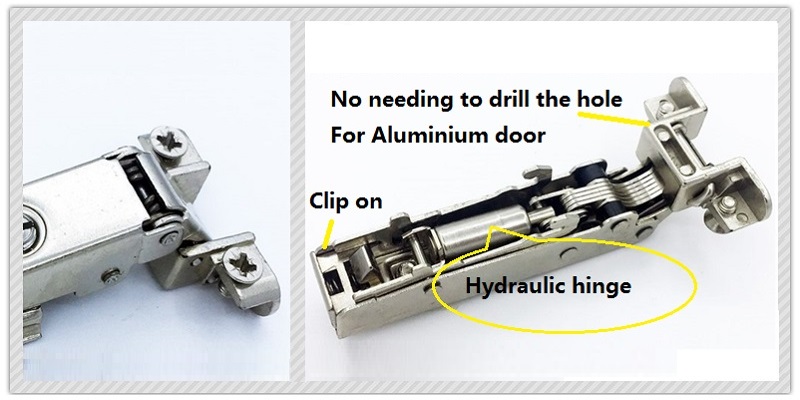 Aluminum Doorframe Hinge, Soft Close (Clip on)