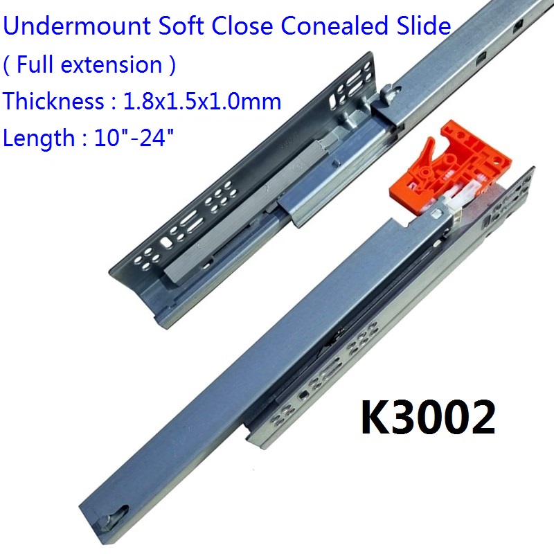 K3002 Push open , Full Extension Concealed Undermount Slide
